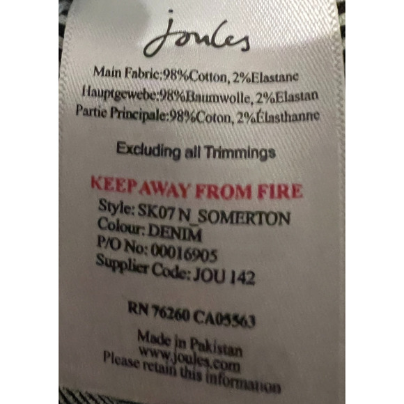 Joules Womens Jean Skirt Size 16 Short Button Front Dark Wash Mid Rise Stretch - Picture 11 of 12